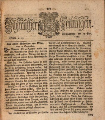 Bayreuther Zeitung Donnerstag 15. September 1785