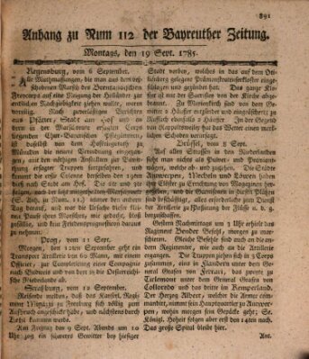 Bayreuther Zeitung Montag 19. September 1785