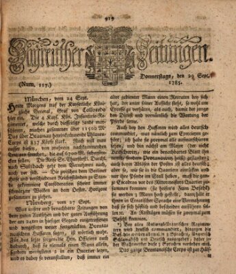 Bayreuther Zeitung Donnerstag 29. September 1785