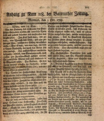 Bayreuther Zeitung Montag 3. Oktober 1785