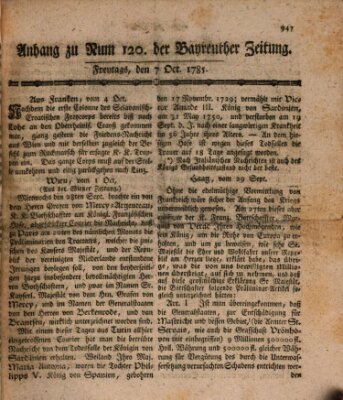 Bayreuther Zeitung Freitag 7. Oktober 1785