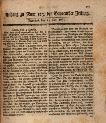 Bayreuther Zeitung Freitag 14. Oktober 1785