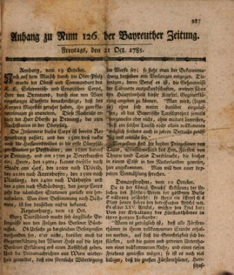 Bayreuther Zeitung Freitag 21. Oktober 1785