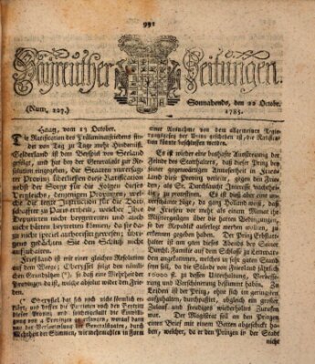 Bayreuther Zeitung Samstag 22. Oktober 1785