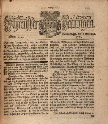 Bayreuther Zeitung Donnerstag 3. November 1785