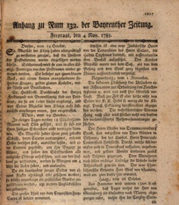 Bayreuther Zeitung Freitag 4. November 1785