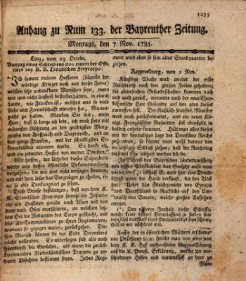 Bayreuther Zeitung Montag 7. November 1785