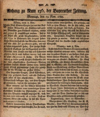 Bayreuther Zeitung Montag 14. November 1785