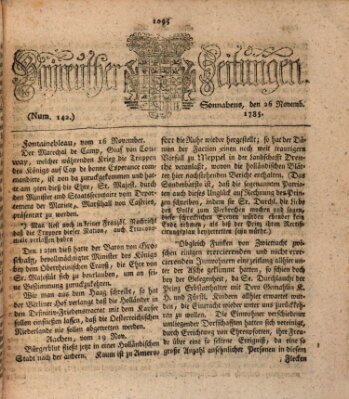 Bayreuther Zeitung Samstag 26. November 1785