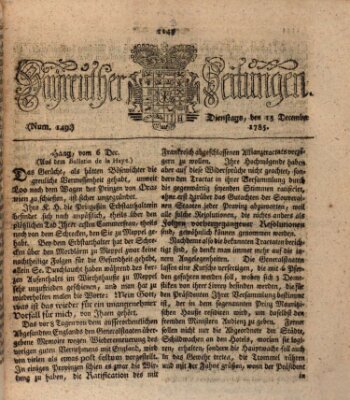 Bayreuther Zeitung Dienstag 13. Dezember 1785