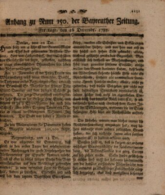 Bayreuther Zeitung Freitag 16. Dezember 1785