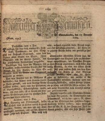 Bayreuther Zeitung Samstag 17. Dezember 1785