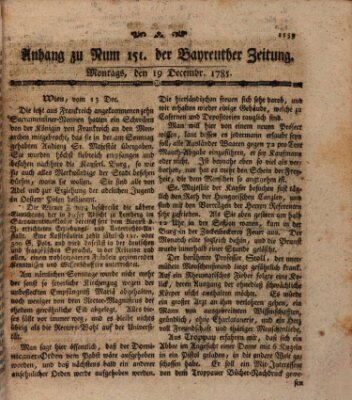 Bayreuther Zeitung Montag 19. Dezember 1785