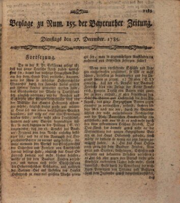 Bayreuther Zeitung Dienstag 27. Dezember 1785