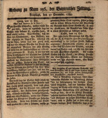 Bayreuther Zeitung Freitag 30. Dezember 1785