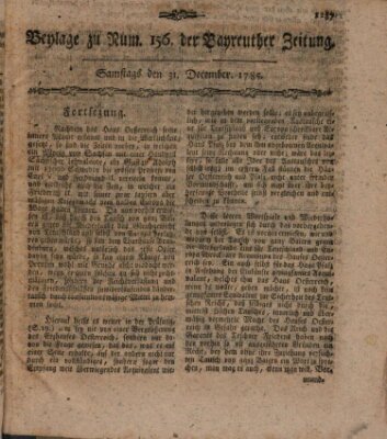 Bayreuther Zeitung Samstag 31. Dezember 1785