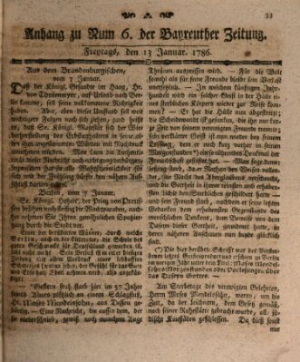 Bayreuther Zeitung Freitag 13. Januar 1786