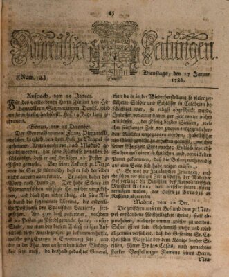 Bayreuther Zeitung Dienstag 17. Januar 1786