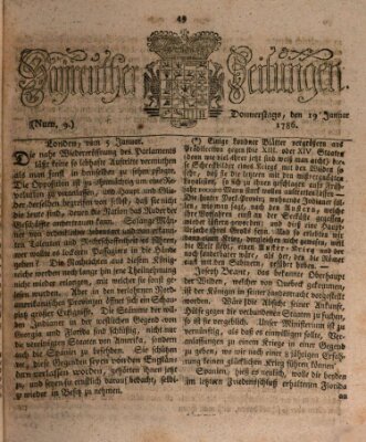 Bayreuther Zeitung Donnerstag 19. Januar 1786