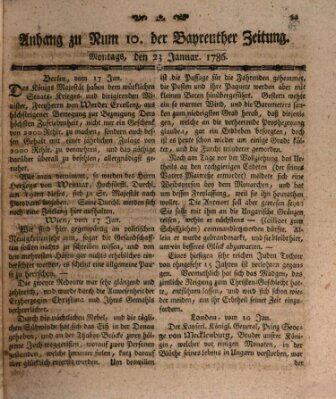 Bayreuther Zeitung Montag 23. Januar 1786