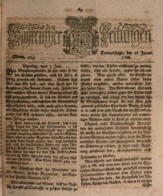 Bayreuther Zeitung Donnerstag 26. Januar 1786