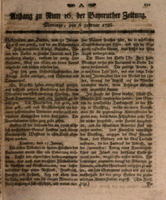 Bayreuther Zeitung Montag 6. Februar 1786