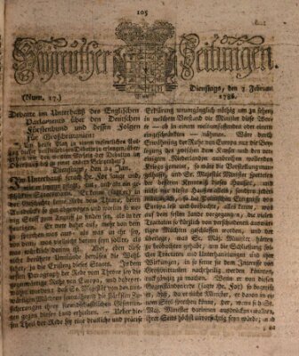 Bayreuther Zeitung Dienstag 7. Februar 1786