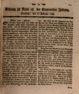 Bayreuther Zeitung Freitag 10. Februar 1786