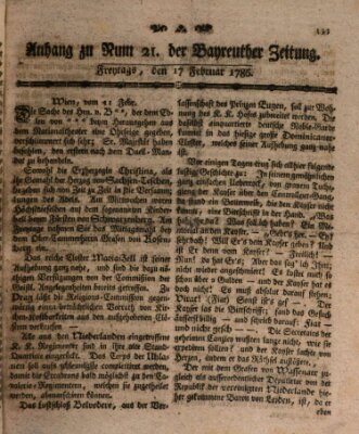 Bayreuther Zeitung Freitag 17. Februar 1786