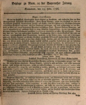 Bayreuther Zeitung Samstag 25. Februar 1786