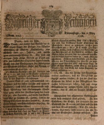 Bayreuther Zeitung Donnerstag 2. März 1786