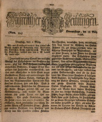 Bayreuther Zeitung Donnerstag 16. März 1786