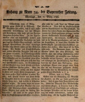 Bayreuther Zeitung Montag 20. März 1786