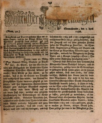 Bayreuther Zeitung Samstag 1. April 1786