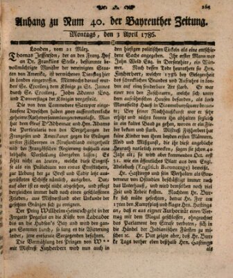 Bayreuther Zeitung Montag 3. April 1786