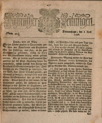 Bayreuther Zeitung Donnerstag 6. April 1786