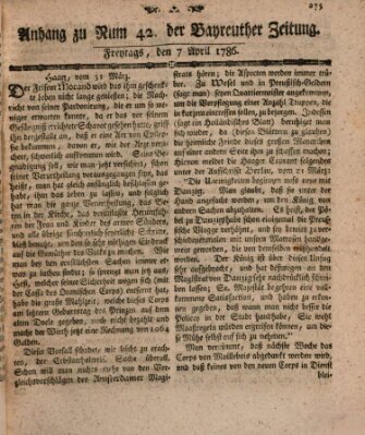 Bayreuther Zeitung Freitag 7. April 1786