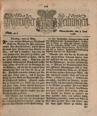 Bayreuther Zeitung Samstag 8. April 1786