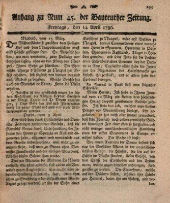 Bayreuther Zeitung Freitag 14. April 1786