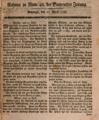 Bayreuther Zeitung Freitag 21. April 1786