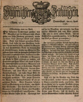 Bayreuther Zeitung Donnerstag 27. April 1786