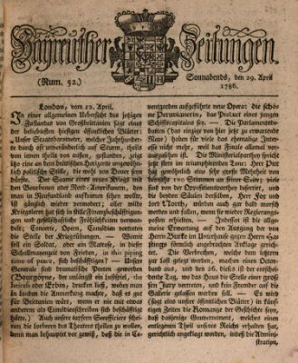 Bayreuther Zeitung Samstag 29. April 1786