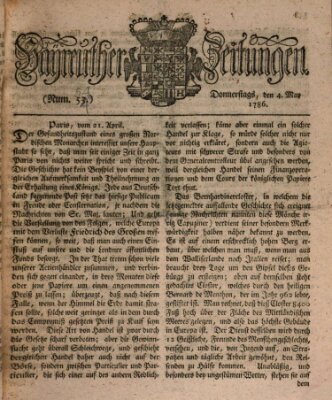 Bayreuther Zeitung Donnerstag 4. Mai 1786
