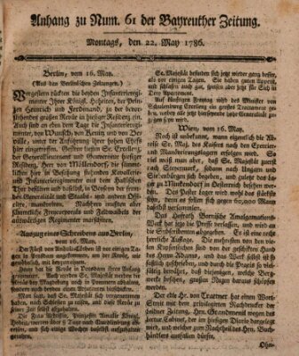 Bayreuther Zeitung Montag 22. Mai 1786