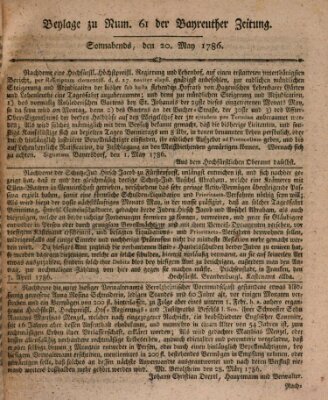 Bayreuther Zeitung Samstag 20. Mai 1786