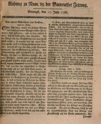 Bayreuther Zeitung Montag 17. Juli 1786