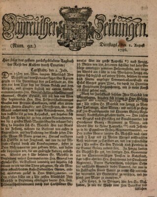 Bayreuther Zeitung Dienstag 1. August 1786