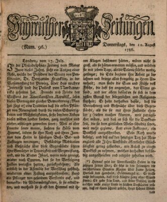 Bayreuther Zeitung Donnerstag 10. August 1786