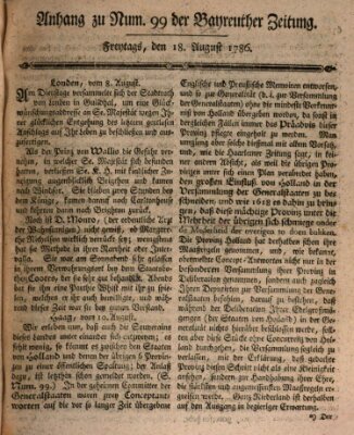 Bayreuther Zeitung Freitag 18. August 1786