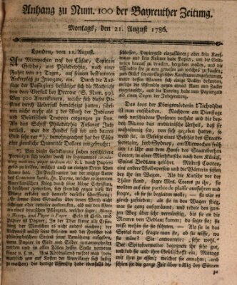 Bayreuther Zeitung Montag 21. August 1786